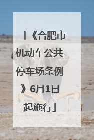 《合肥市机动车公共停车场条例》6月1日起施行