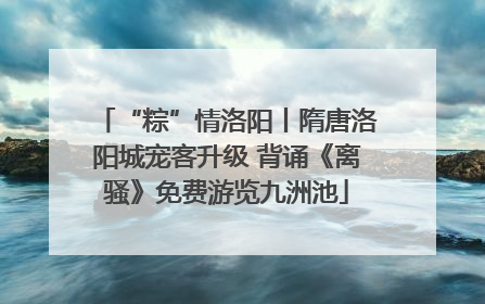 “粽”情洛阳丨隋唐洛阳城宠客升级 背诵《离骚》免费游览九洲池