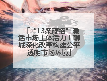 “13条硬招”激活市场主体活力！聊城深化改革构建公平透明市场环境