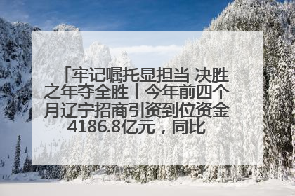 牢记嘱托显担当 决胜之年夺全胜丨今年前四个月辽宁招商引资到位资金4186.8亿元，同比增长17.4%