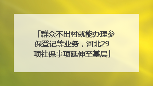群众不出村就能办理参保登记等业务，河北29项社保事项延伸至基层