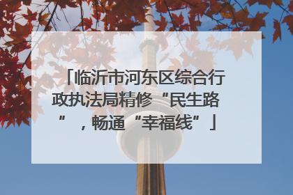 临沂市河东区综合行政执法局精修“民生路”，畅通“幸福线”