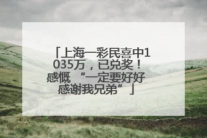 上海一彩民喜中1035万，已兑奖！感慨 “一定要好好感谢我兄弟”