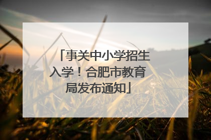 事关中小学招生入学！合肥市教育局发布通知