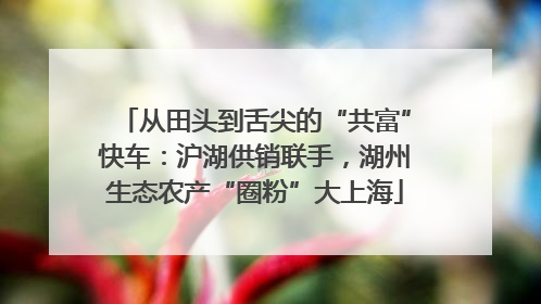 从田头到舌尖的“共富”快车：沪湖供销联手，湖州生态农产“圈粉”大上海