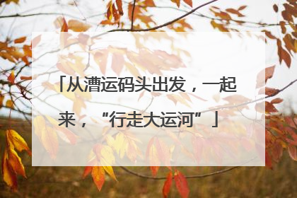 从漕运码头出发，一起来，“行走大运河”