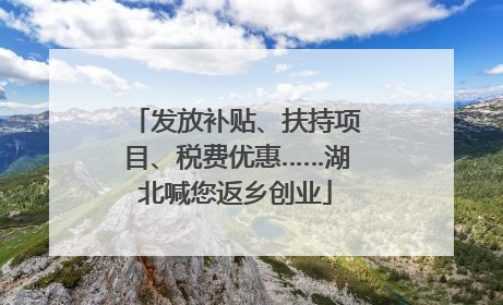 发放补贴、扶持项目、税费优惠……湖北喊您返乡创业