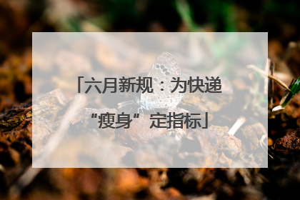 六月新规：为快递“瘦身”定指标