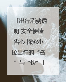 出行消费透明 安全便捷省心 探究小拉出行的“省”与“快”