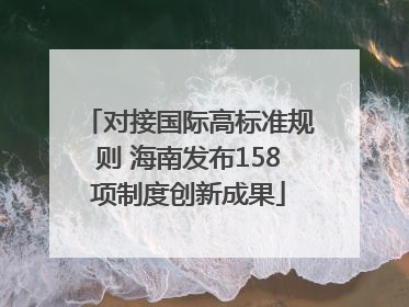 对接国际高标准规则 海南发布158项制度创新成果