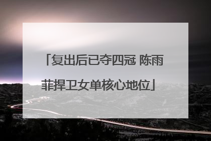 复出后已夺四冠 陈雨菲捍卫女单核心地位