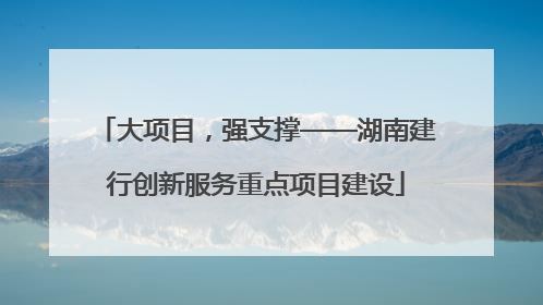 大项目，强支撑——湖南建行创新服务重点项目建设
