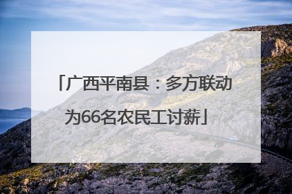 广西平南县：多方联动为66名农民工讨薪
