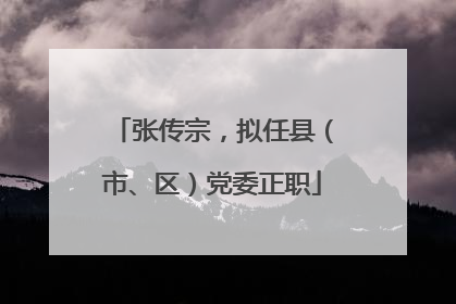 张传宗，拟任县（市、区）党委正职