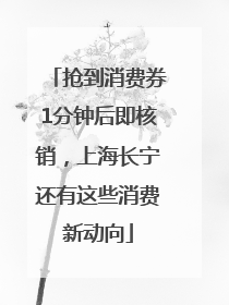 抢到消费券1分钟后即核销，上海长宁还有这些消费新动向