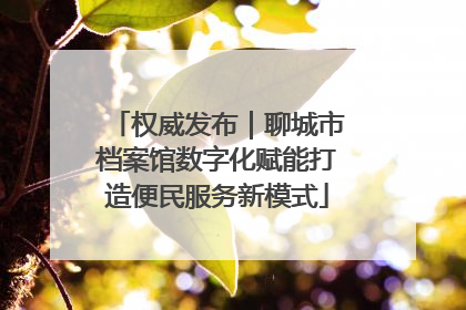 权威发布｜聊城市档案馆数字化赋能打造便民服务新模式