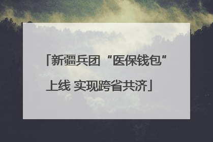 新疆兵团“医保钱包”上线 实现跨省共济