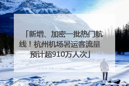 新增、加密一批热门航线！杭州机场暑运客流量预计超910万人次