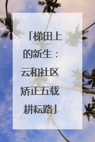 梯田上的新生：云和社区矫正五载耕耘路