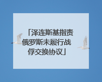 泽连斯基指责俄罗斯未履行战俘交换协议