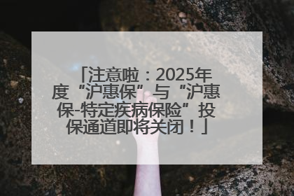 注意啦：2025年度“沪惠保”与“沪惠保-特定疾病保险”投保通道即将关闭！