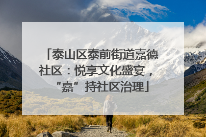 泰山区泰前街道嘉德社区：悦享文化盛宴，“嘉”持社区治理