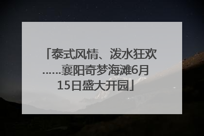 泰式风情、泼水狂欢……襄阳奇梦海滩6月15日盛大开园