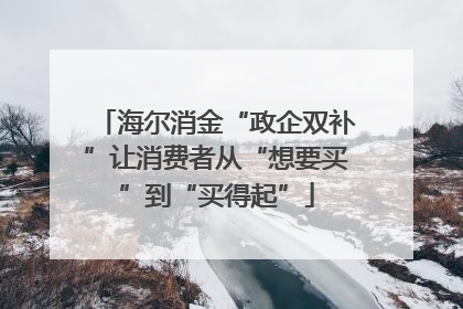 海尔消金“政企双补”让消费者从“想要买”到“买得起”