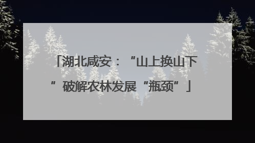 湖北咸安：“山上换山下”破解农林发展“瓶颈”
