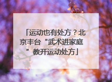 运动也有处方？北京丰台“武术进家庭”教开运动处方