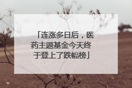 连涨多日后，医药主题基金今天终于登上了跌幅榜
