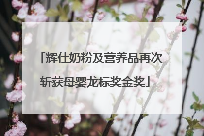 辉仕奶粉及营养品再次斩获母婴龙标奖金奖