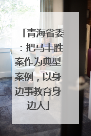 青海省委：把马丰胜案作为典型案例，以身边事教育身边人