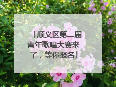 顺义区第二届青年歌唱大赛来了，等你报名