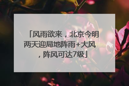 风雨欲来，北京今明两天迎局地阵雨+大风，阵风可达7级
