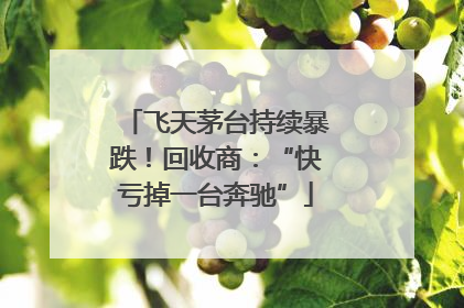 飞天茅台持续暴跌！回收商：“快亏掉一台奔驰”