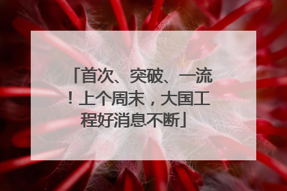 首次、突破、一流！上个周末，大国工程好消息不断
